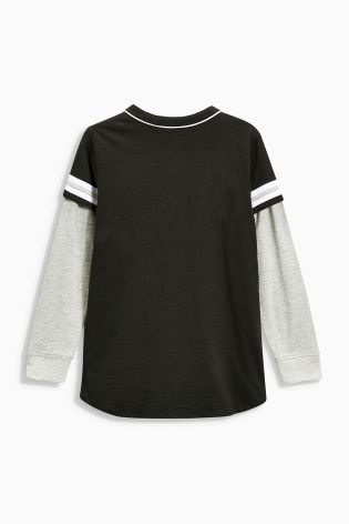 Black Two Piece Baseball Shirt Set (3-16yrs)